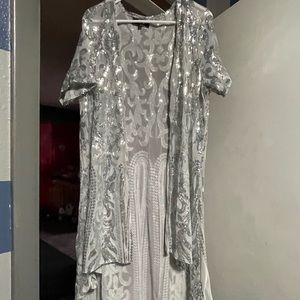Shirt sleeve sequin duster
